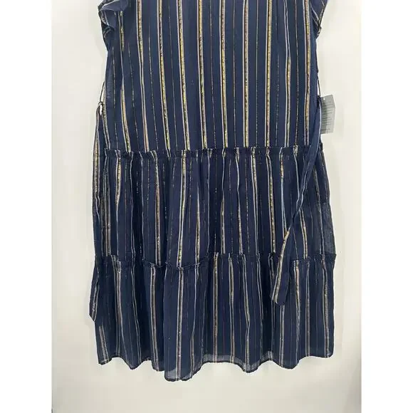 Adelyn Rae Boho Chic Nina Cotton Midi Dress Navy Blue Xlarge Classic With Pocket - Picture 5 of 12